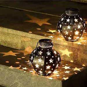 Fabbrica diretta solare giardino luce metallo ferro Hollowing stella spina di terra luce IP-65 decorazione esterna luci paesaggistiche