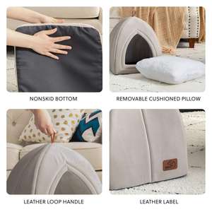 เต็นท์บ้านแมวขนาดกลางที่นอนไมโครไฟเบอร์ล้างทำความสะอาดได้แบบถอดได้กรงสัตว์เลี้ยงที่อบอุ่น & บ้าน - Product Image 6