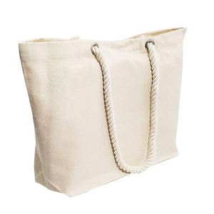 Hot Sales Wedding Party Shopping Beach Trip <b>Bag</b> Zipper Button Rope Handle Reusable <b>Large</b> Organic <b>Canvas</b> Cotton Tote <b>Bag</b> - Product Image 1