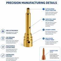 Connecteur à broche de contact de précision en laiton et cuivre, usiné CNC suisse sur mesure, à rainures escalonpées et coniques, direct usine OEM
