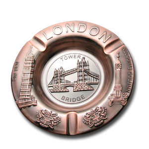 Metal 3D Antique Silver Round <b>Ashtray</b>, Madeira Travel Souvenir Cigar <b>Ashtray</b> - Product Image 6