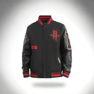 Custom Men’s Varsity <b>Jacket</b> Black Wool Body PU Leather Sleeves Embroidered <b>Baseball</b> <b>Bomber</b> <b>Jacket</b> with Ribbed Collar & Cuffs - Product Image 3