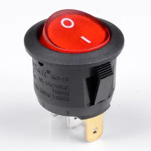 RK2-13C Iluminado SPST EM OFF rodada 23mm mini Rocker Switch com painel 12v