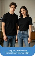 T-shirt Homme 240g en Coton Mélangé Sorona 7A Antibactérien, Personnalisable avec Logo, Grande Taille, Manches Courtes, Unisexe