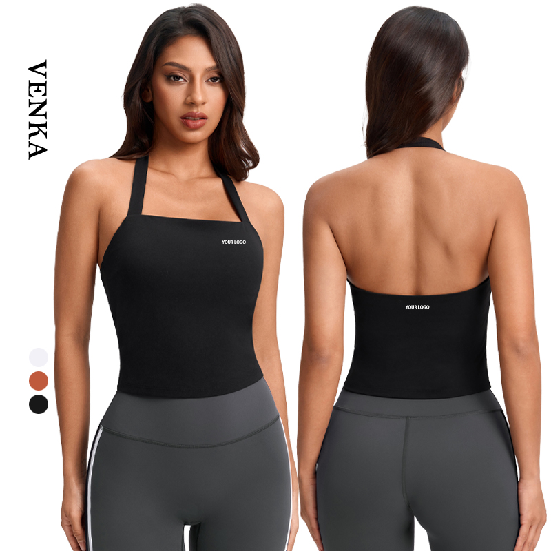 Women's Breathable Seamless Sports Tank Top with Crew Neck for Gym Yoga Fitness-Customizable Spandex/Nylon