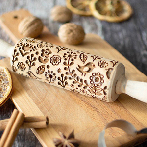 Деревянная скалка для выпечки печенья на Рождество, с тиснением и гравировкой, для домашней кухни - Product Image 6