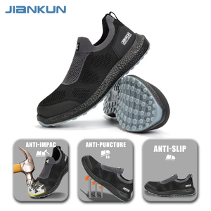 รองเท้ากีฬา JIANKUN รุ่นใหม่ สไตล์ลำลอง ใส่สบาย ผลิตจากผ้าถักแบบ Flying Knit พื้นรองเท้า PU+PU กันลื่นอย่างดี ป้องกันการกระแทก/เจาะทะลุ หัวรองเท้าพลาสติก - Product Image 3