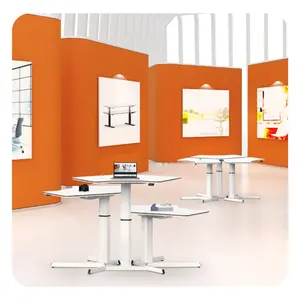 Mesa de mesa com altura ajustável ZGO, mesa de computador com montagem rápida, mesa elétrica com rodas ajustáveis e móveis