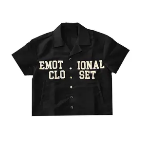 2023 Shirt Custom Men's Contrast Panel Loose Retro Classic Versatile Polo Collar Short Sleeve Casual V Neck Shirt For Men