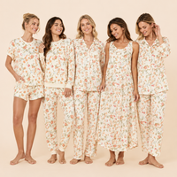 Ensemble de pyjama à imprimé floral vintage pour femmes, haut à manches courtes raglan et short avec poches, vêtements de nuit d'été