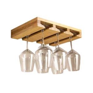 Support mural rectangulaire minimaliste en bois pour verres à vin, rangement pour cuisine et bar, idéal pour les fêtes - Product Image 5