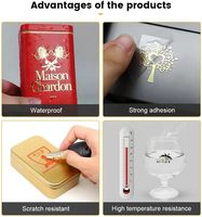 Étiquettes adhésives personnalisées en cuivre imperméables imprimées par transfert UV, transparentes, 3D, de luxe, avec logo noir en feuille d'or pour cadre photo