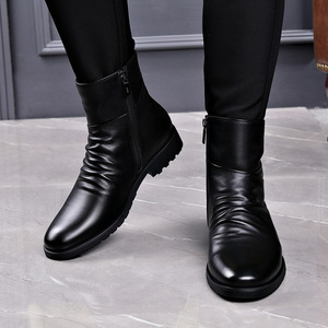 Bottes pour hommes tendance, cuir PU souple, bout fermé, chaussures de ville, haute qualité, bottes de loisirs pour hommes, chaussures habillées, mocassins formels - Product Image 2