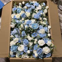 QSLH-CF216 Centre de table personnalisé en forme de boule de fleurs bleues, arrangements floraux en soie, boule de fleurs roses, centres de table de mariage