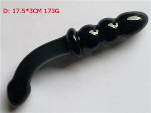 Anal Perlen Butt Plug Dual Ended Glas Anal Plug Pink Blau Lila Schwarz G-Punkt Bent Glass Pleasure Wand Männlich Weiblich Masturbieren - Product Image 5