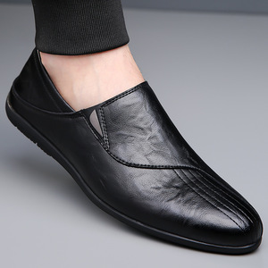Mocasines de cuero para hombre, suela suave, punta redonda, zapatos informales de negocios, color negro, marrón, talla 986 - Product Image 3