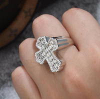 Nouveautés : Bague Homme Entièrement Pavée de Moissanite VVS en Argent Sterling 925, Bague Croix Hip Hop Statement pour Homme, Idéale pour les Fêtes