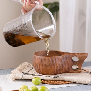 Taza de madera de acacia antiescaldado <span class=keywords><strong>sudamericana</strong></span> con mango de cordón de madera maciza Taza de café con leche de nogal de diseño clásico - Product Image 2