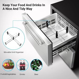 Réfrigérateur à vin et boissons Vanace à faible bruit, 154 canettes, 145 L, 1 à 10, réfrigérateur encastrable, double tiroir, en acier inoxydable - Product Image 4