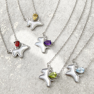 Collar minimalista de unicornio con gemas multicolor y madreperla, plata de ley 925, piedra natural tallada en forma de pera de 4*6 mm. - Product Image 4