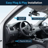 Kit de Cableado OBD a USB 12V 24V a 5V 3A con Monitor de Estacionamiento 24 Horas y Protección de Bajo Voltaje, Cable de Alimentación OBD para Cámara de Coche