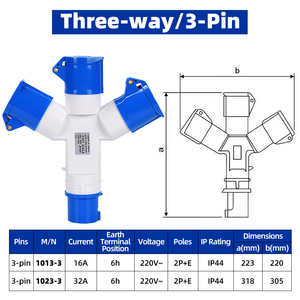 <span class=keywords><strong>Prise</strong></span> industrielle multiprise ODM 3 broches 16A de type Y avec <span class=keywords><strong>adaptateur</strong></span> répartiteur étanche IP44 CE RoHS pour travaux sur site - Product Image 3