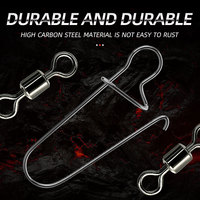 50pcs acier à haute teneur en carbone pêche baril roulant émerillons Snap avec sécurité Snap pêche baril pivotant connecteur accessoires