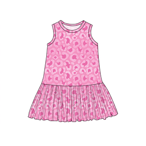 Abito Estivo Senza Maniche per Bambine, Stampa Floreale e Leopardata Personalizzata, <span class=keywords><strong>Vestito</strong></span> al Ginocchio per Ragazze Adolescenti - Product Image 4