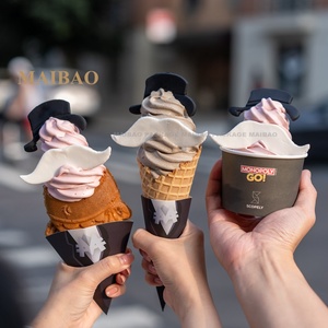 Taza de yogur desechable impresa personalizada con tapa Contenedor de helado de doble pared de 16 oz para vino y agua mineral Manejo en relieve - Product Image 6