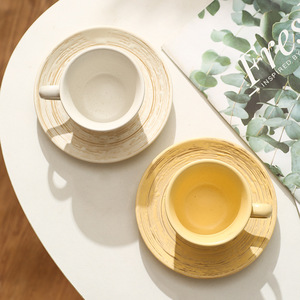210ml di ceramica giapponese a strisce tazza per la colazione con piattino Set per il tè <span class=keywords><strong>e</strong></span> il <span class=keywords><strong>caffè</strong></span> in ufficio o pomeriggio ora del tè - Product Image 5