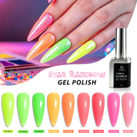 Vernis Gel Scintillant Deroi Star Rainbow Couleurs Vives Sans HEMA ni TPO Vernis Gel en Bouteille Couleur Personnalisée Logo Vente en Gros OEM Disponible