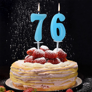 Candele di compleanno blu colorate di alta qualità 4 ° quattro anni decorazione della torta numero romano del bambino numero freddo candela di compleanno - Product Image 3