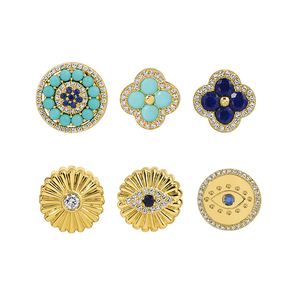 Perles entretoises Gemnel en argent sterling plaqué or, motif œil porte-bonheur et soleil rayonnant, et breloques trèfle à quatre feuilles porte-bonheur, pour bracelets et colliers DIY - Product Image 1