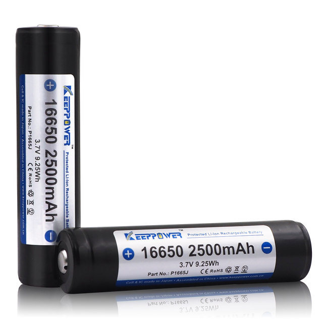 KeepPower 16650 2380mAh Lithium Li-Ion Protected Rechargeable Battery CE Certified 9.25Wh for Power Tools P1665J