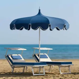 BR Outdoor Extra Large Pagoda Beach Patio Umbrella 7ft 8ft 8.5ft Sun Protection Aluminum Poolside Yard Big Parasols For Table