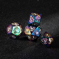 Jeu de dés polyédriques légers en émail bleu et or rose à motif écailles de dragon pour les jeux de rôle TCG Genius Invokation, dés sonores