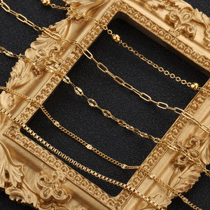 Cadena de arroz chapada en oro de acero inoxidable, cadena en forma de O para la fabricación de joyas, accesorios DIY, acabado 18k, cadena fina, collar para mujer - Product Image 2