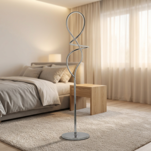 Lámpara de pie minimalista, elegante, con tira de aluminio de forma única y luz LED de 3000K para interiores. - Product Image 4