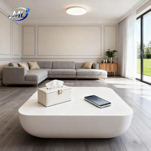 Table basse carrée moderne en fibre de verre, mobilier d'extérieur durable pour salons et hôtels - Product Image 2