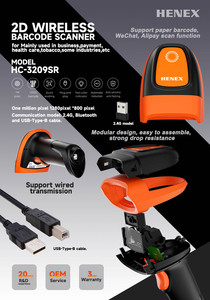 HENEX-Escáner de código de barras 1D/2D, lector de código <span class=keywords><strong>QR</strong></span> con Bluetooth 2,4G, USB, OCR, compatible con IOS y <span class=keywords><strong>Android</strong></span> - Product Image 6