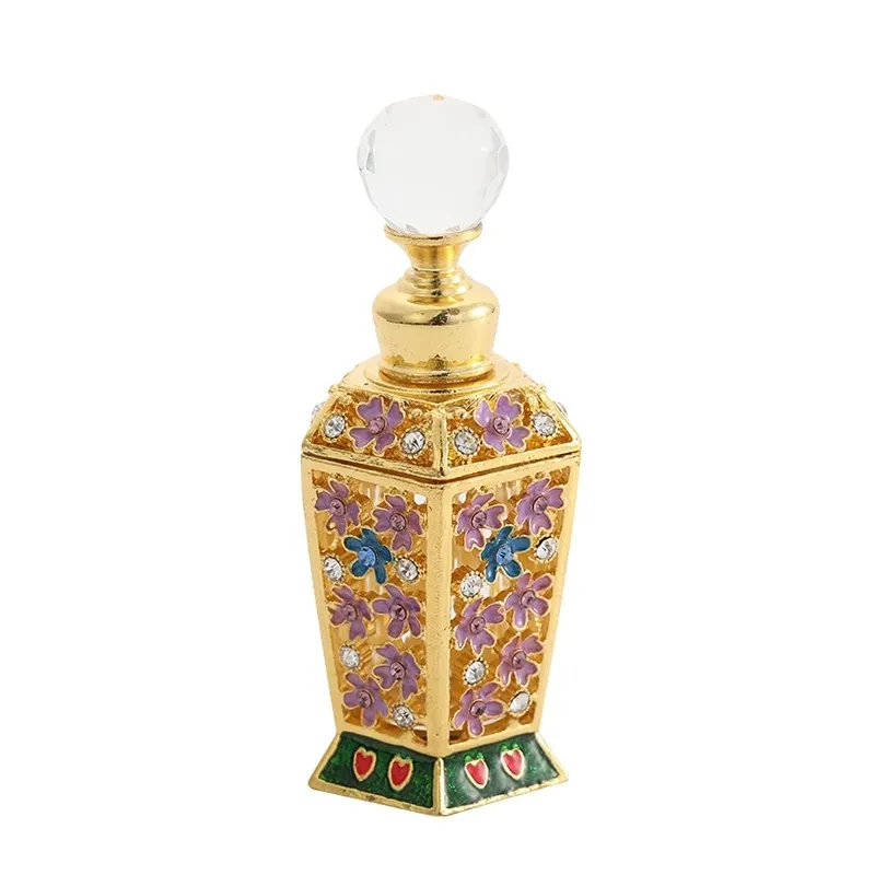 12ML Vintage Dubai Arabian Gold Essential Oil Container alluminio Royal Serum bottiglia di vetro bottiglia di olio di profumo con Stick