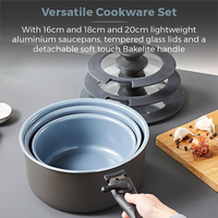 Ensemble de 7 ustensiles de cuisine polyvalents à poignée détachable, revêtement céramique, empilables, gain de place, pour la maison et la cuisson, fond à induction