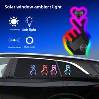 Lumière d'ambiance transfrontalière pour voiture, néon décoratif LED sans fil à énergie solaire avec ventouse en forme de cœur et de triangle pour fenêtre
