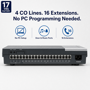ระบบโทรศัพท์สำนักงานขนาดเล็ก EPABX 16 สายต่อพ่วง 4 สาย CO รุ่น CS416 พร้อมแบตเตอรี่สำรอง (อุปกรณ์เสริม) ได้รับการรับรองมาตรฐาน CE สำหรับประเทศซาอุดีอาระเบีย - Product Image 2