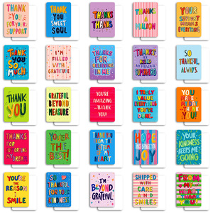 Nuevo Juego de 50 Tarjetas de Agradecimiento de Papel Recubierto con Texto en Inglés y Mensaje de Regalo Estilo Graffiti Colorido - Product Image 2