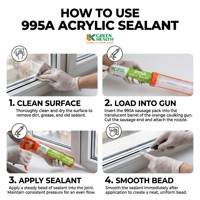 Scellant imperméable 995A peignable à séchage rapide (30 minutes) pour murs et bords d'armoires, format saucisse 500ml/590ml, carton de 20 pièces