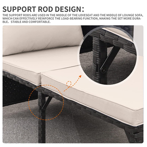 STARRYHEART Ensemble de canapés en rotin pour loisirs d'extérieur Ensemble de meubles en rotin pour patio et jardin Ensemble de meubles en rotin pour conversation - Product Image 3