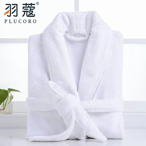 Set di 5 Accappatoi Invernali in <span class=keywords><strong>Morbido</strong></span> Pile Corallo <span class=keywords><strong>Bianco</strong></span> con Logo Personalizzato e Collo a Scialle per Uso Alberghiero Hilton - Product Image 2