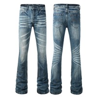 Jean évasé classique délavé pour homme, style vintage et déchiré, coupe ample, tendance streetwear – Meilleures ventes