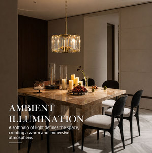 Lámpara colgante de cristal transparente de lujo, acabado en latón color champán, para villa, comedor, sala de estar, accesorio de iluminación interior - Product Image 6